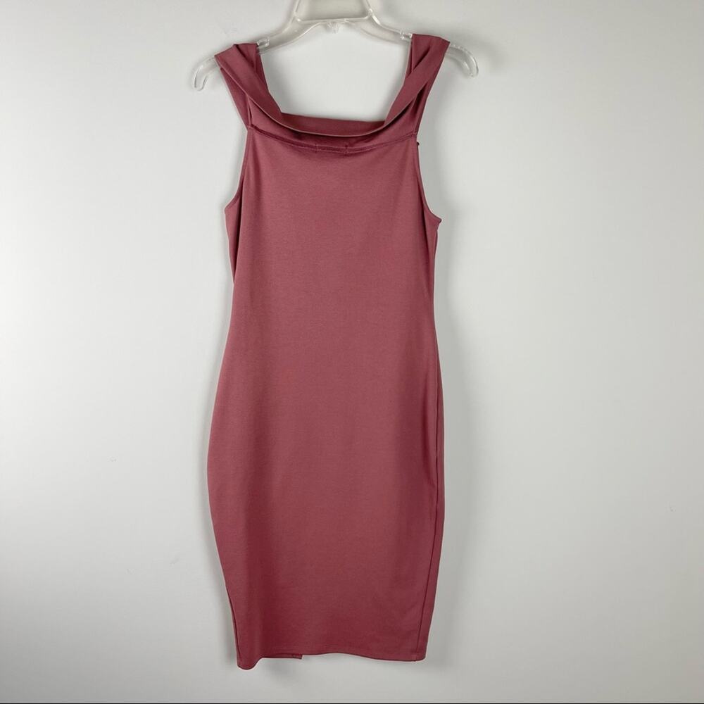 Fashion Nova mauve pink bandage bodycon stretchy slit midi dress medium - Picture 6 of 9